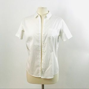 NWOT Eddie Bauer no iron white blouse medium
